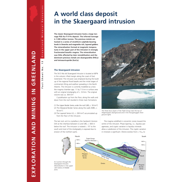 Fact Sheet 13: A world class deposit in the Skaergaard intrusion