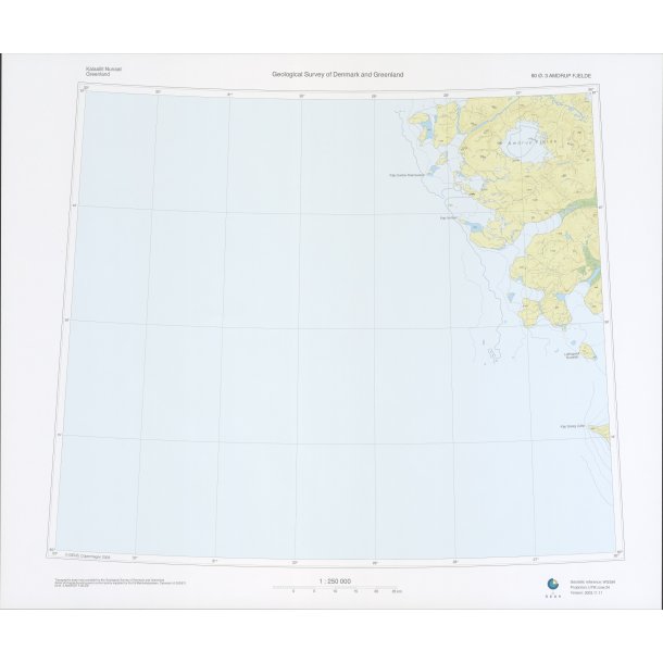 80 �.3 Amdrup Fjelde. Topografisk kort, 1:250 000