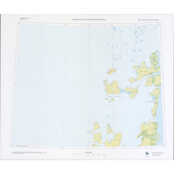 78 �.2a Bilds�e Nunatakker. Topografisk kort, 1:250 000