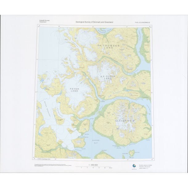 74 .2 Clavering . Topografisk kort, 1:250 000