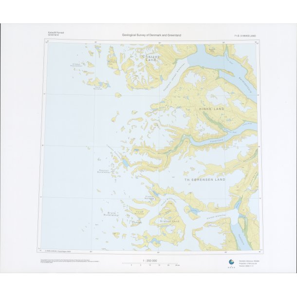 71 �.3 Hinks Land. Topografisk kort, 1:250 000