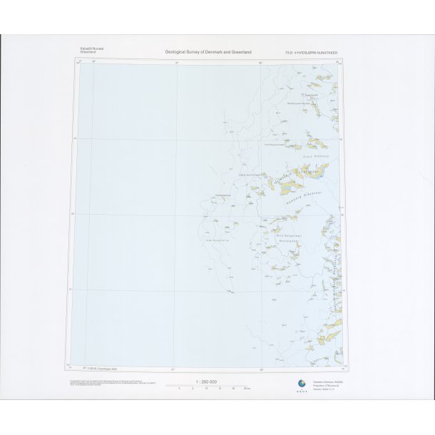 73 �.4 Hvidbj�rn Nunatakker. Topografisk kort, 1:250 000