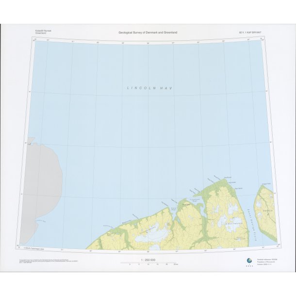 82 V.1 Kap Bryant. Topografisk kort, 1:250 000