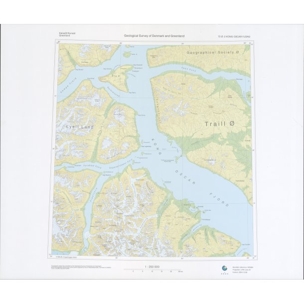 72 .2 Kong Oscar Fjord. Topografisk kort, 1:250 000