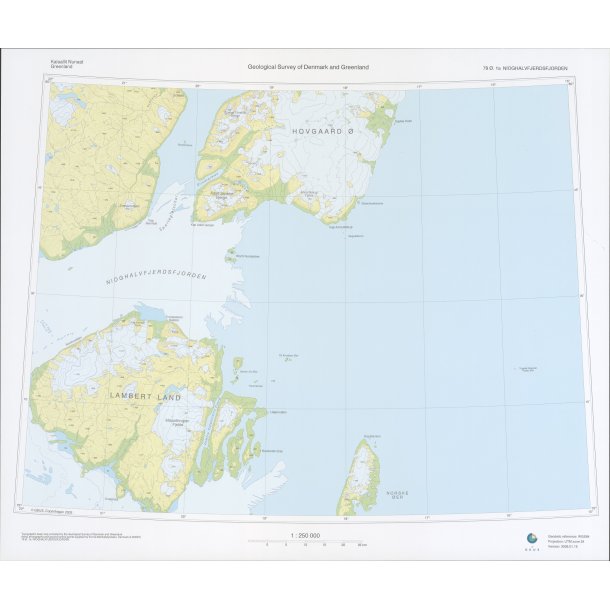 79 .1a Nioghalvfjerdsfjorden. Topografisk kort, 1:250 000