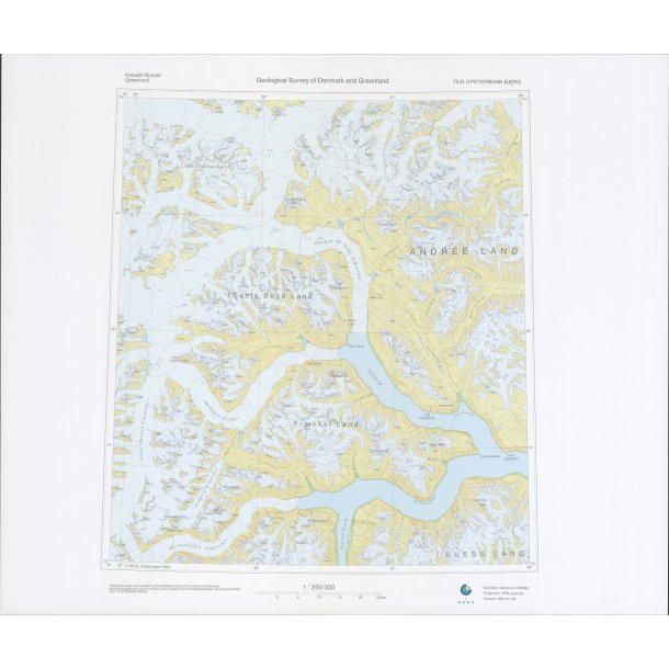 73 .3 Petermann Bjerg. Topografisk kort, 1:250 000