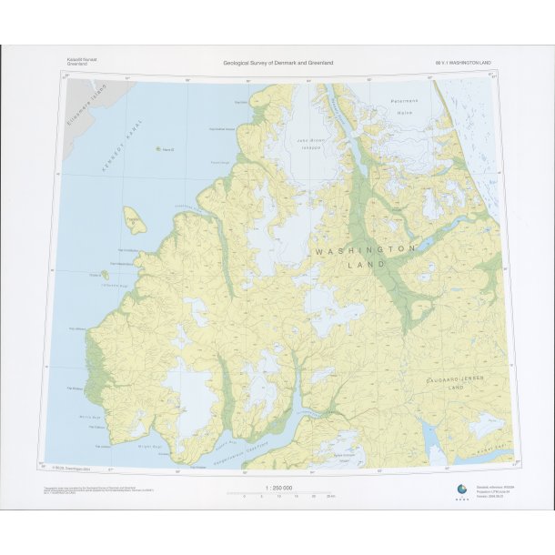 80 V.1 Washington Land. Topografisk kort, 1:250 000
