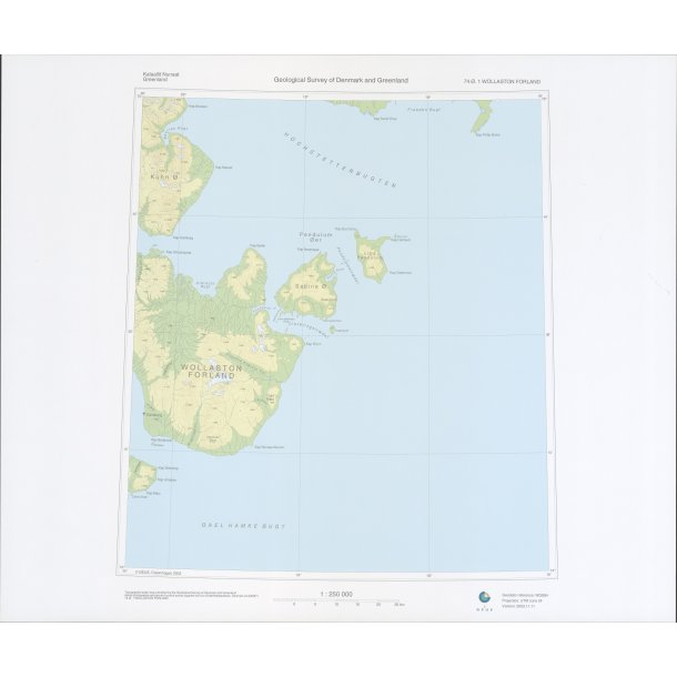 74 .1 Wollaston Forland. Topografisk kort, 1:250 000