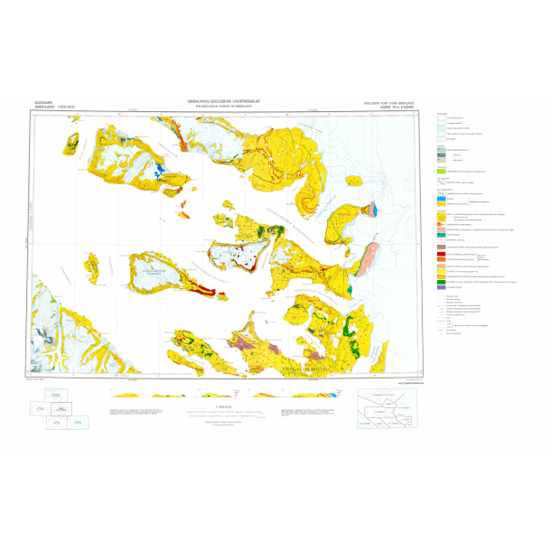70 V.2 Nord Agpat. Geologisk kort over Gr�nland, 1:100 000, 1987