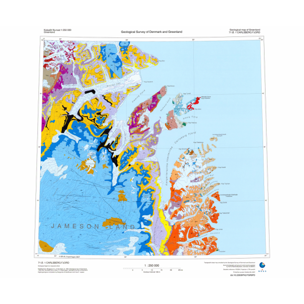 71 .1 Carlsberg Fjord. Geologisk kort, 1:250 000, 2007