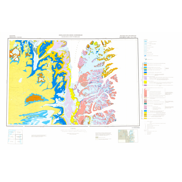 71 �.1 Syd Carlsberg Fjord. Geologisk kort over Gr�nland, 1:100 000, 1980