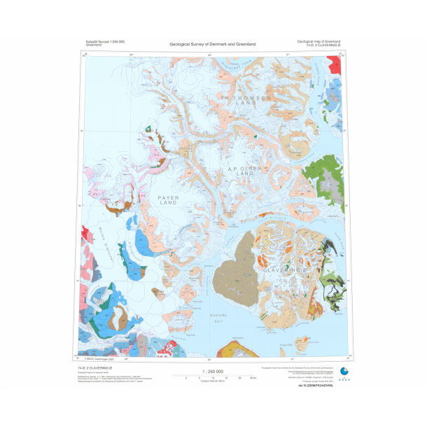 74 .2 Clavering . Geologisk kort, 1:250 000, 2007