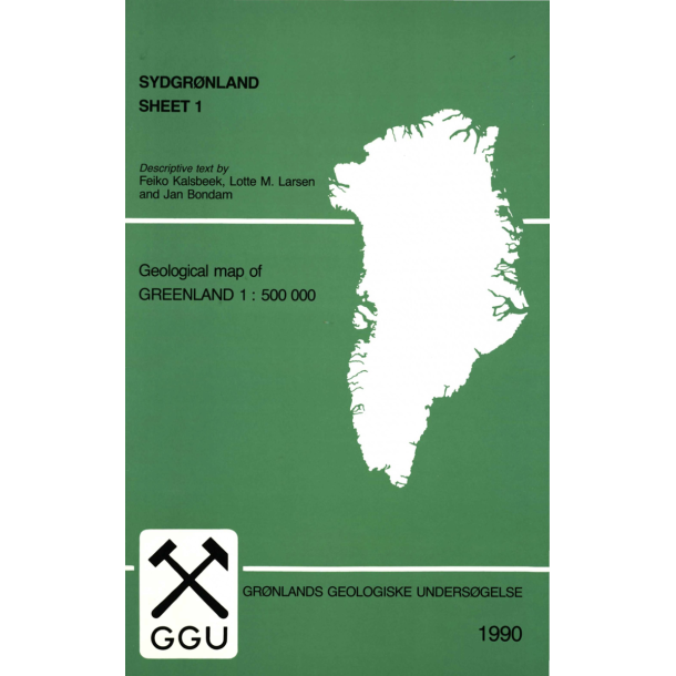 Kortbeskrivelse: Sheet 1 Sydgrnland, 1:500 000, 1990