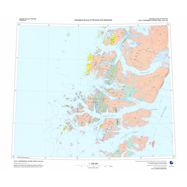 76 .2 Dronning Louise Land nordl. del. Geologisk kort, 1:250 000, 2007