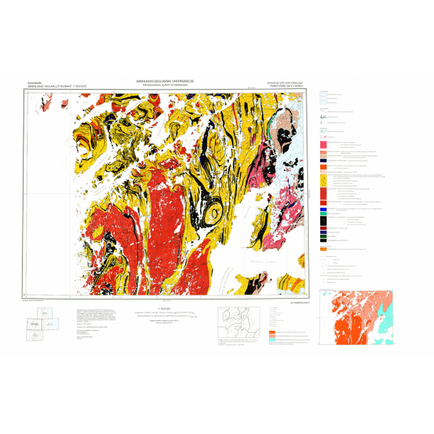 64 V.1 Nord Fiskefjord. Geologisk kort over Gr�nland, 1:100 000, 1989