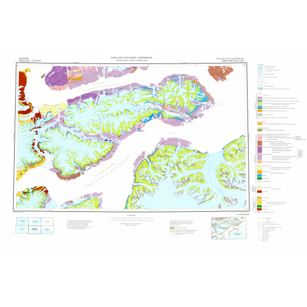 70 �.3 Syd G�sefjord. Geologisk kort over Gr�nland, 1:100 000, 1985