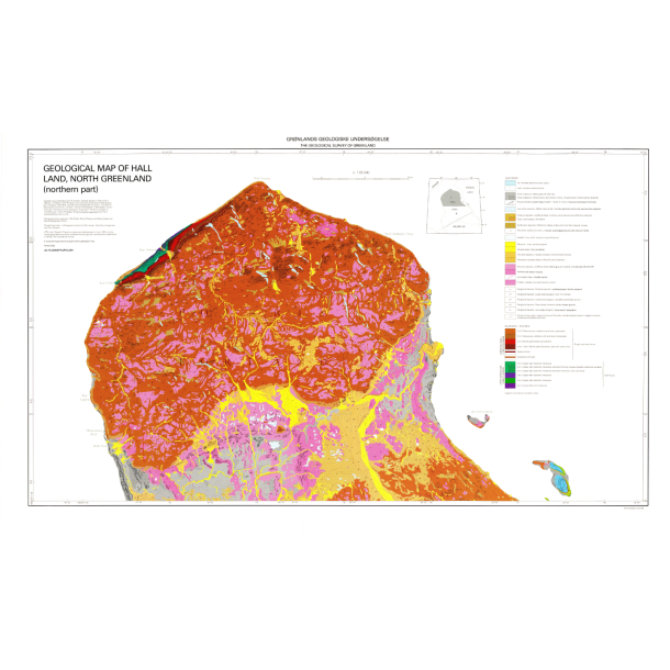 Hall Land, North Greenland, northern part. Geologisk kort over Grnland, 1:66 500, 1985
