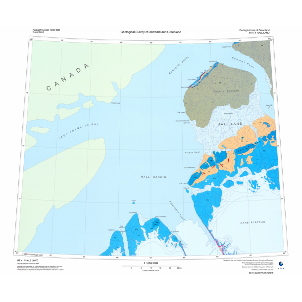 81 V.1 Hall Land. Geologisk kort, 1:250 000, 2007