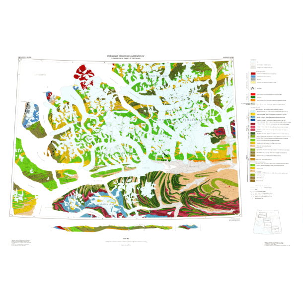 83 �. Syd Harder Fjord. Geologisk kort over Gr�nland, 1:100 000, 1986