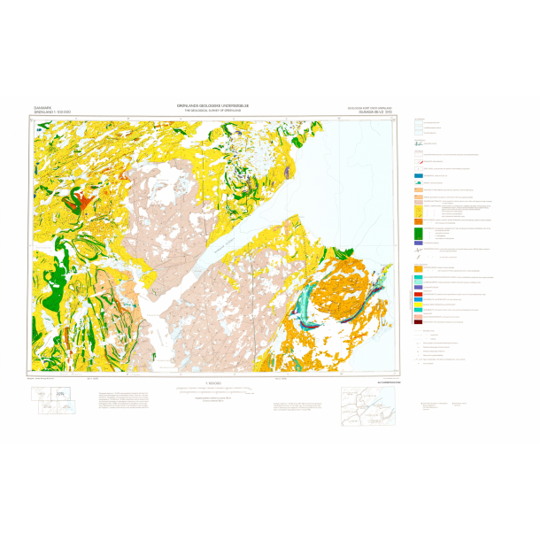 65 V.2 Syd Isukasia. Geologisk kort over Gr�nland, 1:100 000, 1987