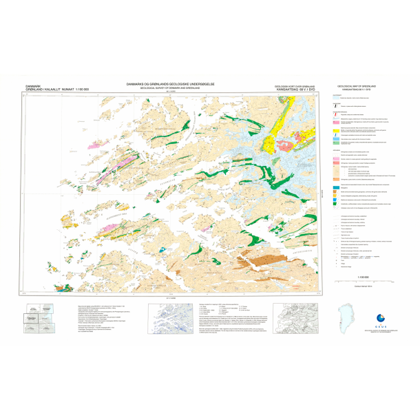68 V.1 Syd Kangaatsiaq. Geologisk kort over Gr�nland, 1:100 000, 2004