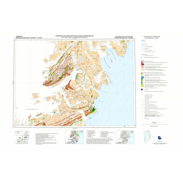 68 V.2 Nord Kangersuneq. Geologisk kort over Gr�nland, 1:100 000, 2005