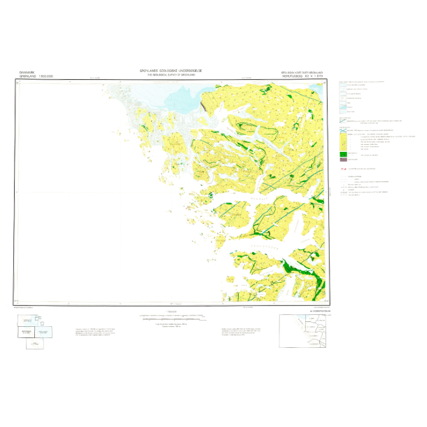 62 V.1 Syd Nerutussoq. Geologisk kort over Gr�nland, 1:100 000, 1976