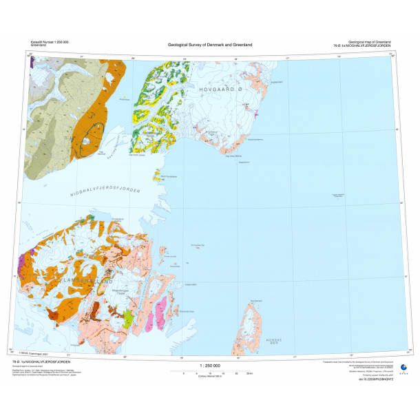 79 .1a Nioghalvfjerdsfjorden. Geologisk kort, 1:250 000, 2007