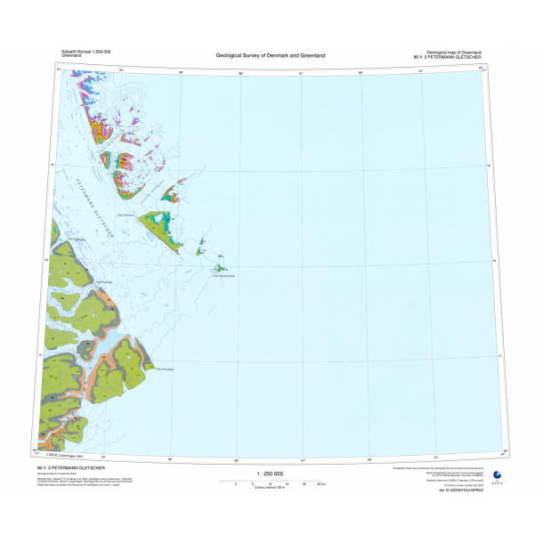 80 V.2 Petermann Gletscher. Geologisk kort, 1:250 000, 2007