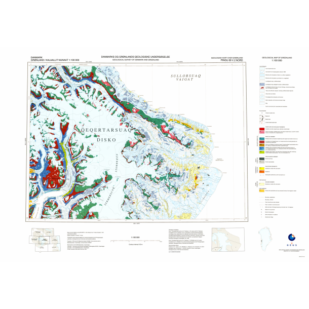 69 V.2 Nord Pingu. Geologisk kort over Gr�nland, 1:100 000, 2001