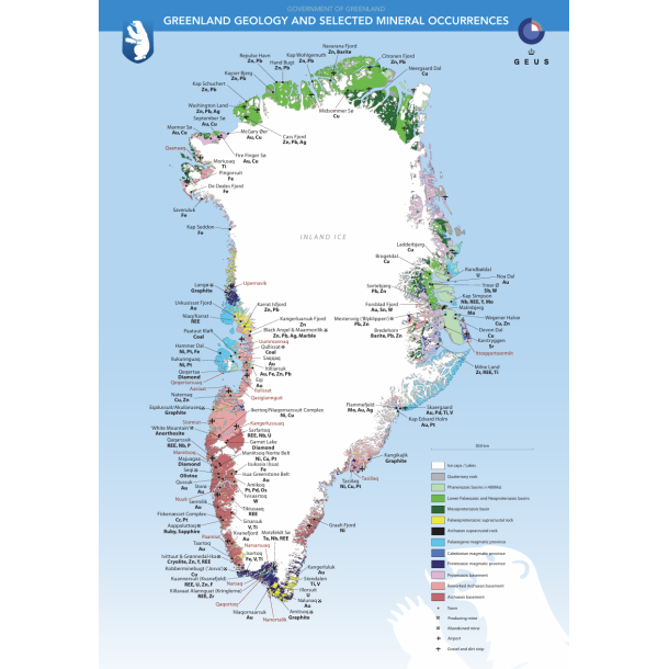 Postkort: Greenland Geology and Selected Mineral Occurances 