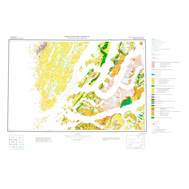 64 V.1 Syd Q�rqut. Geologisk kort over Gr�nland, 1:100 000, 1984