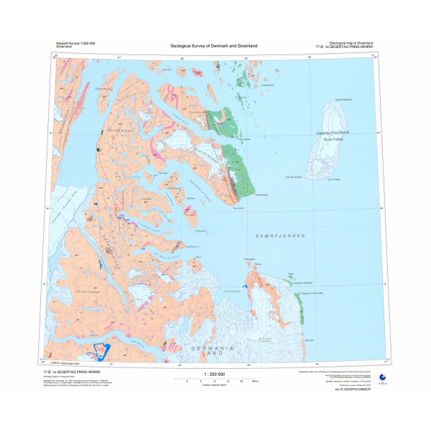 77 .1a Qeqertaq Prins Henrik. Geologisk kort, 1:250 000, 2007