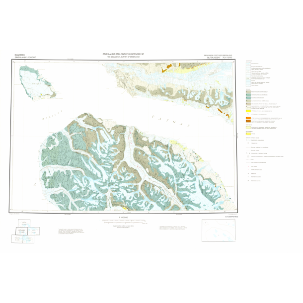 70 V.1 Syd Qutdligssat. Geologisk kort over Gr�nland, 1:100 000, 1976