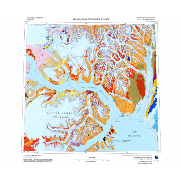 71 .2 Stauning Alper. Geologisk kort, 1:250 000, 2007