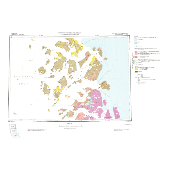 73 V.1 Syd Tasiussaq. Geologisk kort over Gr�nland, 1:100 000, 1984
