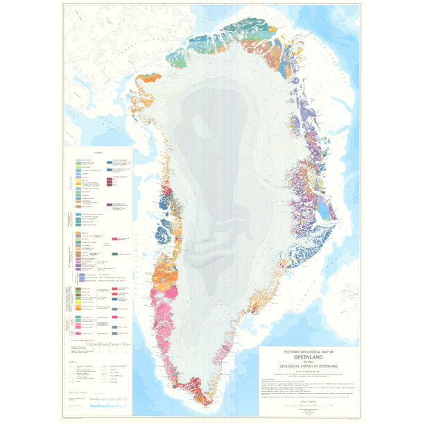 Tectonic/Geological map of Greenland, 1:2 500 000, 1970 [1. udgave, engelsk tekst]