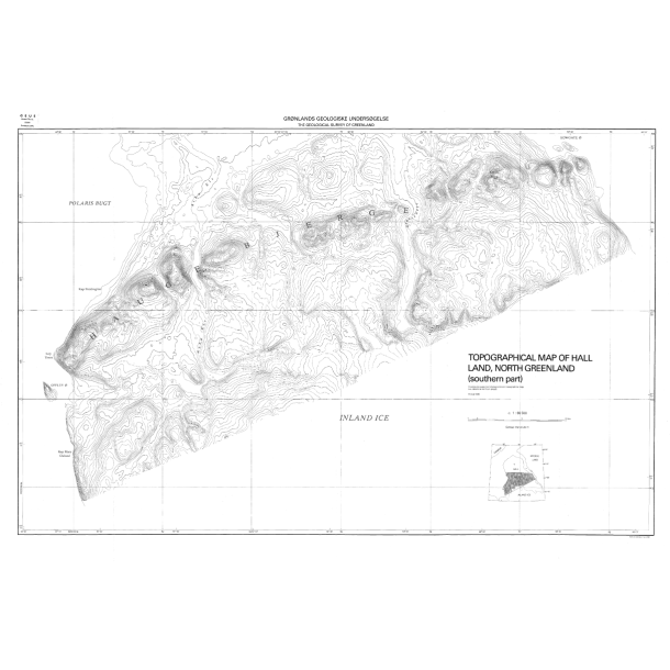 Hall Land, North Greenland, southern part. Topografisk kort over Grnland, 1:66 500, 1985