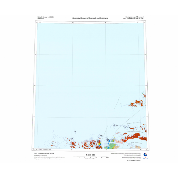 74 .4 Wilkins Nunatakker. Geologisk kort, 1:250 000, 2007